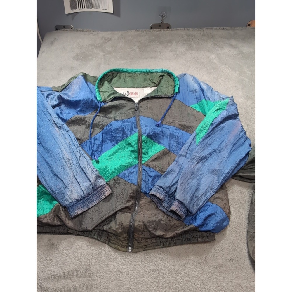 Vintage 90s B.i. Gear Windbreaker Jacket and Pants Multicolor Size M L Full-Zip‎